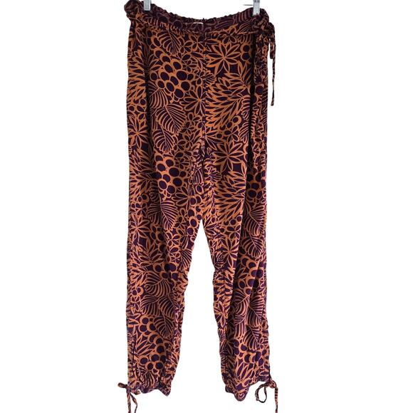 Sundance Boho Printed Jogger Pants Orange Navy Size M Relaxed Lounge Resort - Picture 2 of 11
